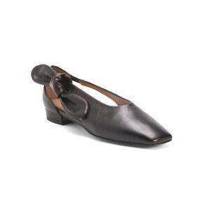 FLATTERED Black Made In Spain Leather Nancy Bow Cutout Flats